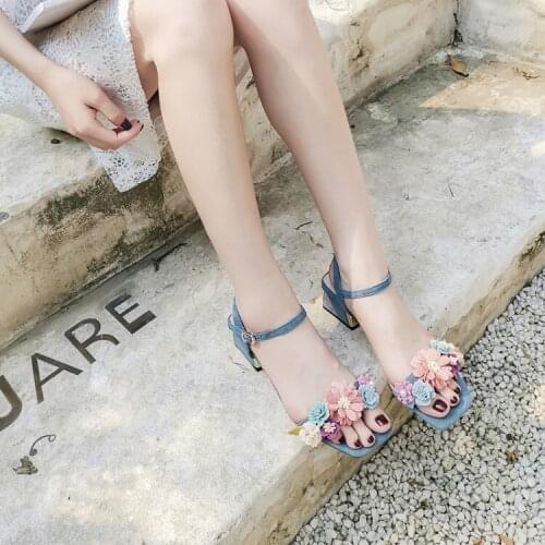 Big Size high heels sandals women shoes woman summer ladies Open-toed sandals with one button