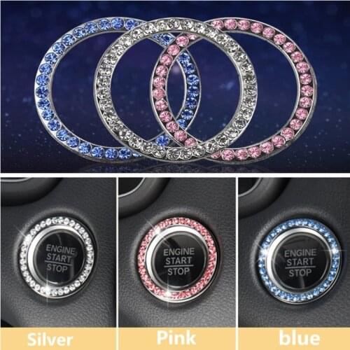 Fashion Crystal Rhinestone Decor Car Engine Start Stop Key Ring for Chevrolet Orlando Cruze Equinox HHR Impala Malibu Spark Aveo