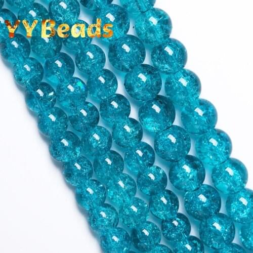 Natural Blue Cracked Crystal Stone Beads Round Loose Charm Beads For Jewelry Making DIY Bracelets Necklace Accessories 8 10 12mm