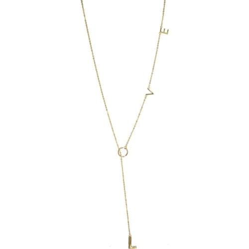 Top quality lariat love necklace gold color L O V E letter link chain dainty minimal girl women gift 925 sterling silver jewelry