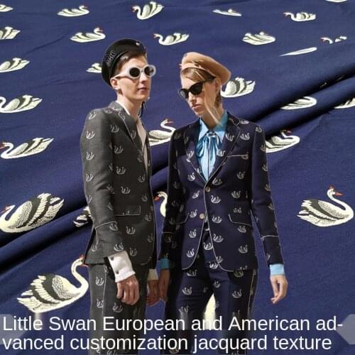 Designer sewing jacquard fabric Little Swan fashion big-name yarn-dyed jacquard suit trench coat suit cheongsam brocade fabric