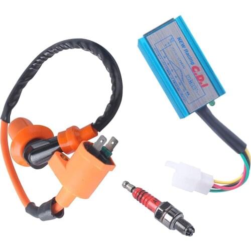 Racing Ignition Coil 5 Pin AC CDI Box for GY6 50cc 70cc 90cc 110cc Scooter ATV Go Kart Moped Quad Pit Dirt w/ Spark Plug