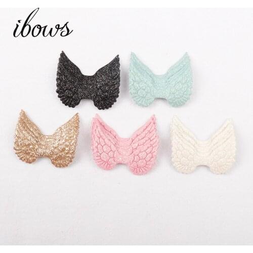 IBOWS Mixed Padded Glittered/Shiny Angel wing Shape Appliques 10pcs 48mm For Kid DIY Patch And Baby HairBow Headwere Accessories