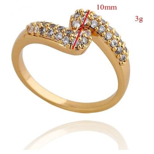 Fine Jewelry Luxury 18K Gold Clear Cubic Zirconia Band Wave Ring for Womens Engagement Wedding Bridal Jewelry 6# 7# 8# 9# A1123