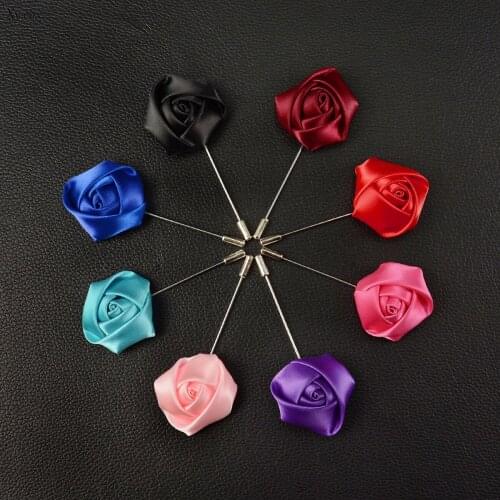 Classic Men Brooch Handmade Fabric Rose Corsage Pin Suit Accessories Rose Brooch