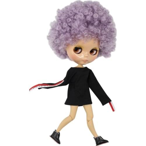 ICY DBS Blyth Doll 1/6 bjd tan skin joint body Afro hair violet purple hair shiny face 30CM toy