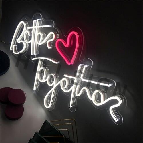 Better Together Plaques Custom LED Neon Sign Wall Decor for Room Wedding Party Creative Valentine Gift