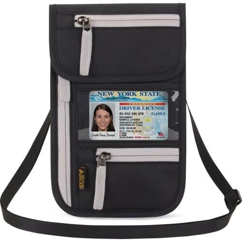 New Travel Passport Wallet Multi-functional Document Bag Waterproof Passport Clip RFID Document Bag Neck Travel Wallets