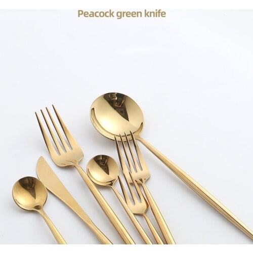 Gold Steak Knife and Fork Set Household Knife, Fork and Spoon 3 Piece Set 304 Stainless Steel