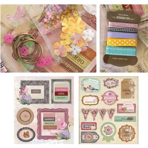 New DIY Scrapbook Albums Suit Childrens Girl Photo Albums Kit Sticker Wedding Ribbon Paper Scrapbooking Lover Photo Albums Set