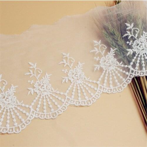 New beautiful little dress embroidery mesh lace fabric for sewing accessory 14cm, 4yards/lot X437