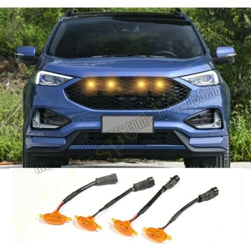 NEW For Ford Edge 2019-21 Front Grille LED Light Raptor Style Grill Trim Cover 4pcscar accessories