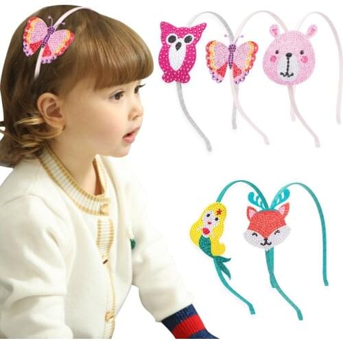 Hair Hoop for Baby Girl Hot Drill Cute Animal Cartoon Hot Sale Sparkly Bling Kids Headband Baby Birthday Party Hair Accessories