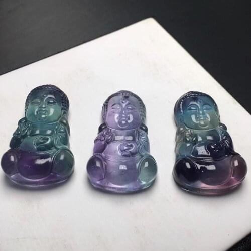 Fluorite Baby Buddha pendant for men and women 35*20mm crystal jewelry