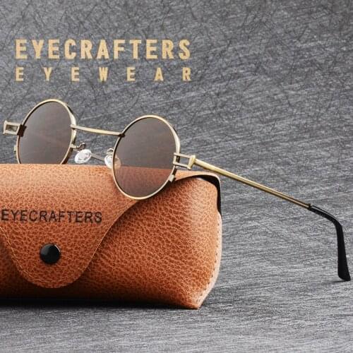 Retro Vintage Round Sunglasses Mens Womens Metallic Brozen Gothic SunGlasses Male Famle John Lennon Steam Punk Sunglasses