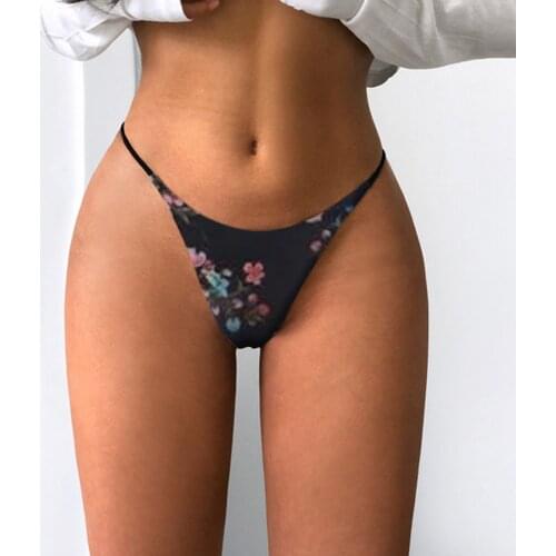 Ladies Thongs New Version Customized Thin Strap Sexy Briefs Low Waist Double Bikini Cotton Women Panties Nylon Lingerie