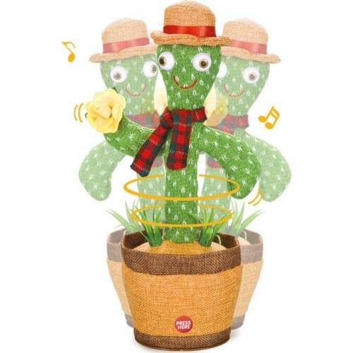 Dancing Cactus Plush Toy Electric Musical Shake Plush Stuffed Potted Cactus Early Childhood Education Toys For Kids