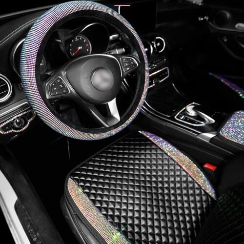 Universal car seat covers bling accessories for girls cushion luxury interior leather pad women