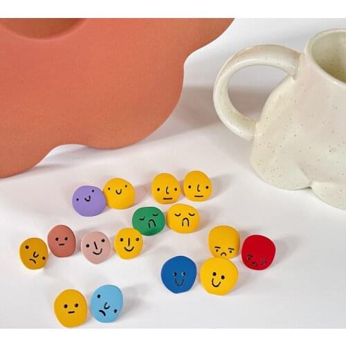 Hip Hop Funny One Piece Asymmetry Stud Earring for Womens Cartoons Joy Anger Human Face Dangle Earrings Jewelry Girl Party Gift