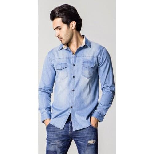 High Quality Mens Slim Denim Shirts New Plus Size M-6XL Fashion Casual Wash Blue Long-sleeved Cargo Jeans Shirts Male Clothing