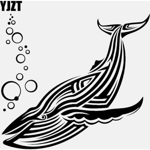 YJZT 15.4CM*14CM Cartoon Sea Animal Water Bubbles Vinyl Black/Silver Car Sticker C22-0812