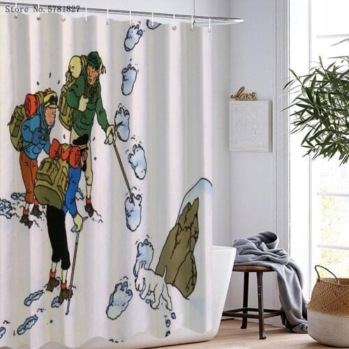 The Adventure Of TinTin Shower Curtain 3D Print Animation Cartoon Bathroom Curtains Polyester Fabric Bath Home Bath Curtain