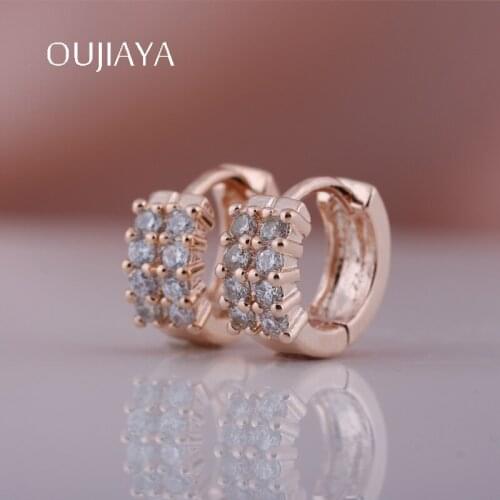 OUJIAYA hot 585 Rose Gold Women Earrings White Water Drop Filled with Natural Zircon Hanging Dangle Cute Fine Earring A62