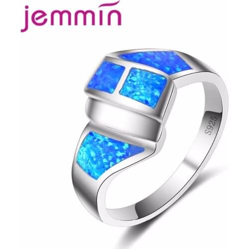 New Fine Knot Design Jewelry Fashion Rings for Women Blue Fire Opal Ring 925 Sterling Silver Ring Party Jewelry