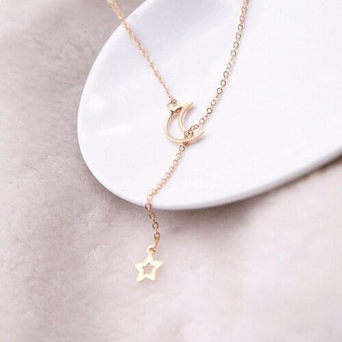 Fashion moon star chain necklace For Women Retro vintage short necklace choker jewelry for grils