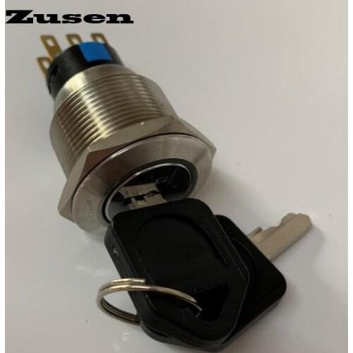 Zusen 22mm ZS22F-22Y/31/S 3 position lock Metal Key Switch push button switch