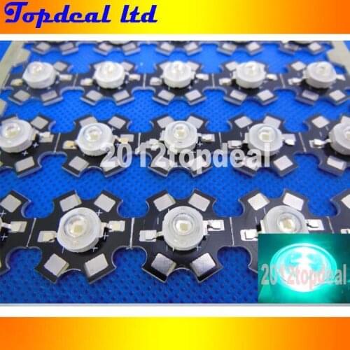 100PCS 3W High Power cyan 490nm LED Emitter Bead 70lm 3.2-3.4V with 20mm star pcb