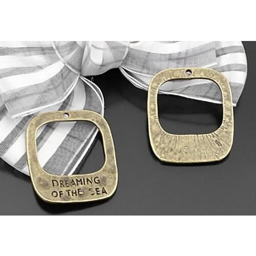 E436)20 pieces 30x25mm Antique Bronze Zinc Alloy Rounded Rectangle Charms Pendants Diy Jewelry Findings Accessories Wholesale