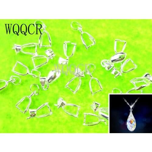 20PCS Lot Size M 6x14MM Handmade Jewelry Findings 925 Stamped Silver colorBail Connector Bale Pinch Clasp Pendant Free Shipping