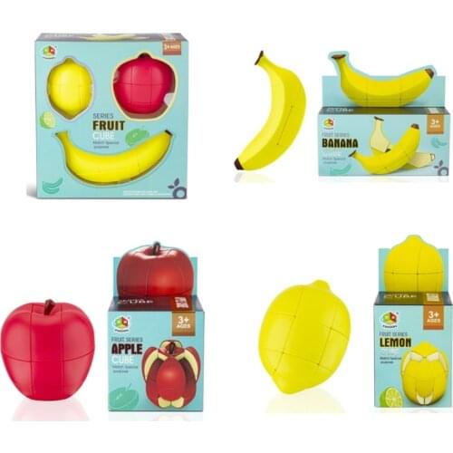 3D Interactive Montessori Apples Shape Cube Lemon Banana Puzzle Cube Stimulation Creative Fruit Cube Early Learning Toy