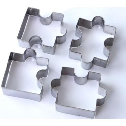 4 PCS Puzzle Shape Baking Tools for Cakes Fondant Cutters Cake Decorating Cookies Muffin Mould Free Shipping
