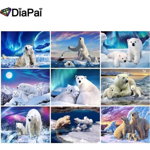 DIAPAI 5D DIY Diamond Painting 100% Full Square/Round Drill "Northern Light Bear Aurora" 3D Embroidery Cross Stitch Home Decor