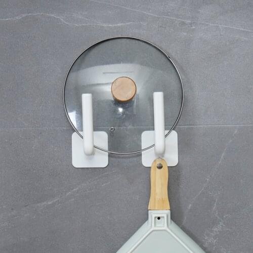 Pot Lid Holder Wall-Mounted Hanging Holder Multipurpose Bathroom Kitchen Self Adheisve Hooks Towel holder Home Storage Organizer