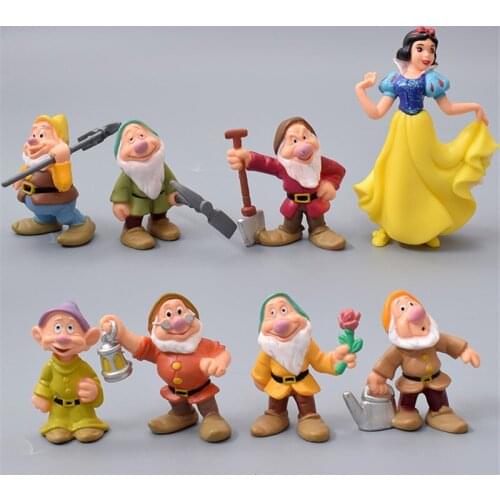 Disney Snow White and The Seven Dwarfs Anime Cartoon Action Figure Toys Disney Cartoon Princess Model Dolls Children Kids Gift