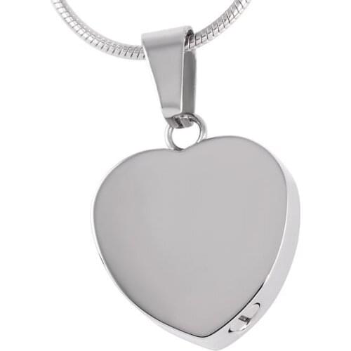 IJD8403 316L Stainless Steel Cremation Ashes Necklace Blank Engravable Heart Urn Charm Pendant for DIY Engrave