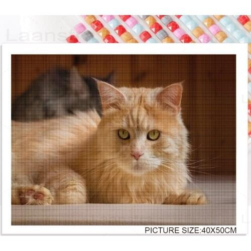Orange Cat Diamond Painting Wall Art Blue Eye Kitty Mosaic Sticker Diamond Embroidery Warm Animal Home Decoration Handmade Gift