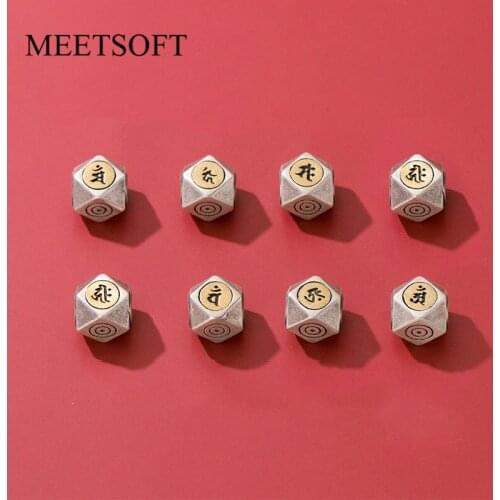 MEETSOFT Classic 925 Sterling Silver Zodiac Animals Geometry Beads Charms Handmade Of DIY Fine Jewelry chic Accessory
