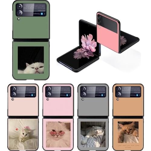 Cute cat fashion Hard PC Phone Case For Samsung Galaxy Z Flip 3 Z Flip3 5G ShockProof Back Cover Fundas