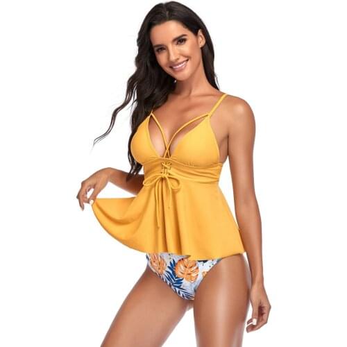 2021 New Skirt Bikini Sexy High Waist Ladies Swimsuit Lotus Leaf Large Size Two Pieces Beachwear Fashionable Beach Bathing Suits