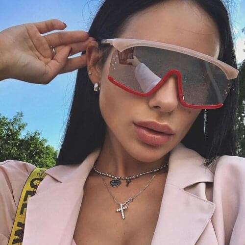 QPeClou New Oversized One Piece Goggles Women Men Big Frame Colorful Lens Sunglasses Ladies Summer Sun Glasses Unisex Eyeglasses