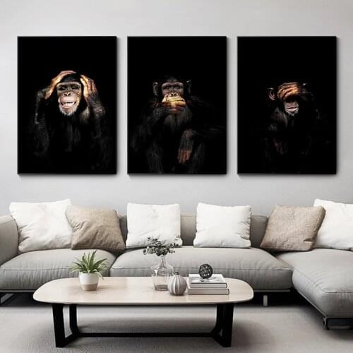 Monkey Chimpanzee Expression Art Canvas Print Painting Gorilla Animal Wall Painting Living Room Home Decoration Poster