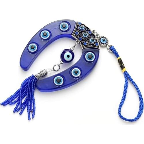 Eye Blue Horseshoe Shape Charm Car Keychain Jewelry Pendant With Bule Eye Bead