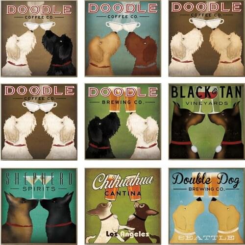 Nordic Anime Poster Retro Poster Printing Graffiti Dog Shepherd Dog Brewing Pug Canvas Painting Wall Art Canvas Room Decoration