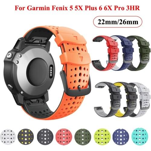 22 26mm Smart Watch Band Straps For Garmin Fenix 6 6X Pro 5X 5 3HR Forerunner 935 945 Quick Release Wriststrap Silicone Bracelet
