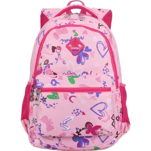 Girl School Bags Child Pink Fuchsia Printing Backpack Kindergarten Cute Girls ChildrenS Schoolbag Waterproof Kids Mochila