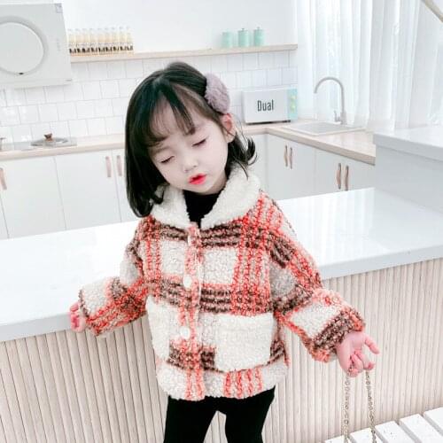 Girls Tangerine Plaid Sweater Version Winter Baby Air Cotton Toddler Girl Winter Clothes Toddler Girl Winter Clothes